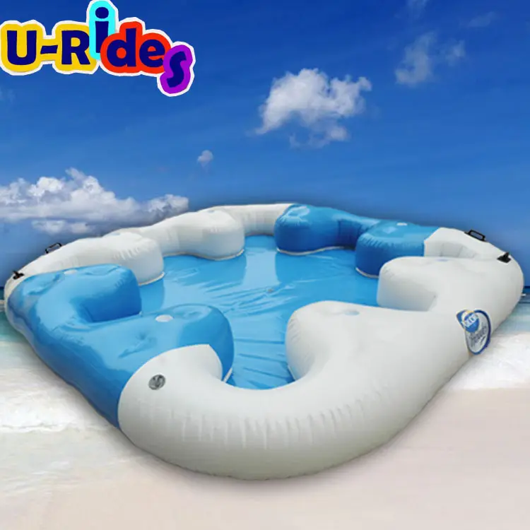 Bule cor inflável float piscina inflável ilha flutuante para a água