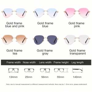 Lunettes de soleil ovales sans monture à verres dégradés style vintage 2022 pour femmes - Product Image 4