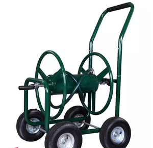 重型4轮钢花园软管卷盘车工业金属设计，用于室外存储和工具使用 - Product Image 2