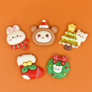 Kawaii giáng sinh phong cách thỏ và gấu flatback nhựa cabochons cho Diy kem keo thủ công kẹp tóc điện thoại trường hợp de - Product Image 2