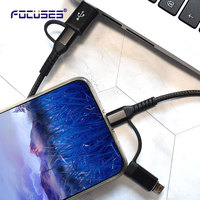 Câble USB 3 en 1 à charge rapide PD 60W, câble tressé en nylon 3A, câble micro USB, câble multi-chargeur 5 en 1 USB C vers USB C vers Type C