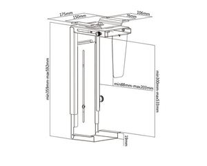 Adjustable Metal Under <b>Desk</b> CPU Stand <b>Computer</b> CPU Holder and Mount in Stock - Product Image 6