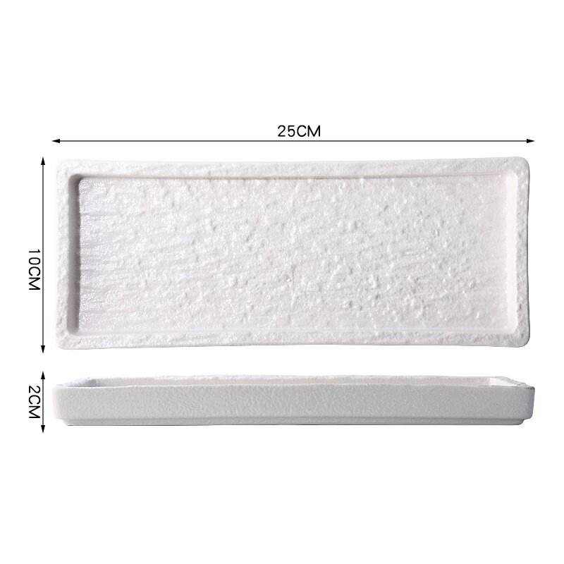 10inch sushi plate with edge - square white