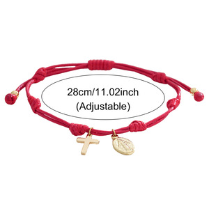 Joyería Religiosa Boho Hecha a Mano, Amuleto <span class=keywords><strong>de</strong></span> la Virgen María y Cruz, Pulsera <span class=keywords><strong>de</strong></span> Cordón Ajustable para Mujeres y Hombres - Product Image 6