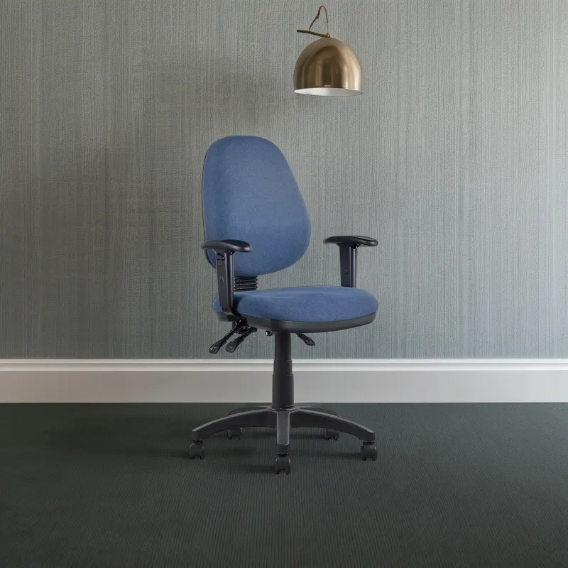 फ़ोशान आपूर्तिकर्ता उच्च गुणवत्ता वाले आधुनिक नीले कुंडा कपड़े जाल कार्यकारी कुर्सी गृह कार्यालय एर्गोनोमिक कार्य कुर्सी
