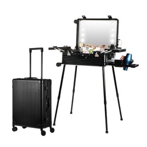 Professional <b>Makeup</b> Case Pouch Torrley Cases with LED Lights & Adjustable Feet Cosmetic <b>Box</b> Organizer for Artists, Salon - Product Image 2