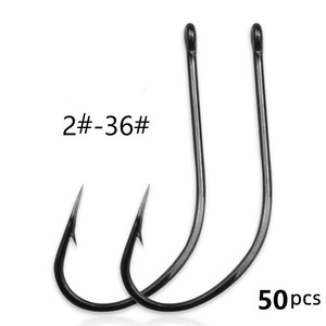 50 Cái/hộp Carbon Cao Thép Không Gỉ Thép Gai Cá Chép Cá Móc Vòng Mắt Nhật Bản Vòng Tròn Móc Kích Thước 2-36 # Câu Cá Giải Quyết - Product Image 2