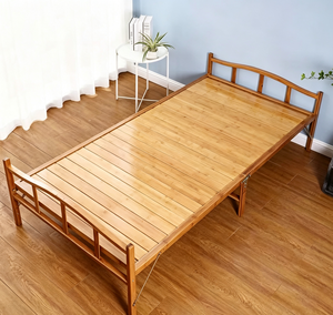 Natural Wood Folding Bed Portable Hard Surface Summer Nap Guest Room Rollaway <strong>Cot</strong> No Assembly Required Durable Wooden Frame - Product Image 1