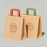 Sac en papier kraft plat en gros avec logo personnalisé, faible MOQ