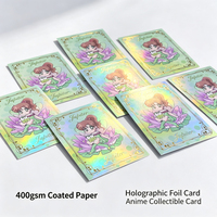 Tarjeta Coleccionable Decorativa con Marco, Acabado Láser Holográfico Arcoíris, Papel Grueso de 400 g/m², Diseño de Dibujos Animados, MOQ Bajo