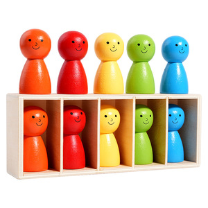 Jeu éducatif de reconnaissance des couleurs en bois pour enfants : poupées, étiquettes, devinettes, logique, entraînement, jeu multijoueur, apprentissage précoce - Product Image 5