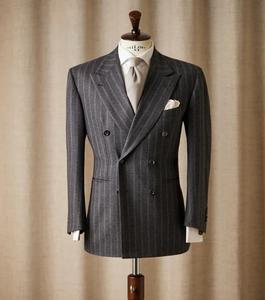 Costume à double boutonnage et à rayures pour homme, nouvelle robe de marié à double ouverture, taille XL avec fermeture à bouton et à braguette - Product Image 1