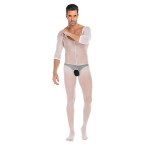 Venta al por mayor Sexy Hombre Lencería de manga larga Bodystocking Entrepierna abierta Babydoll Bodysuits - Product Image 5