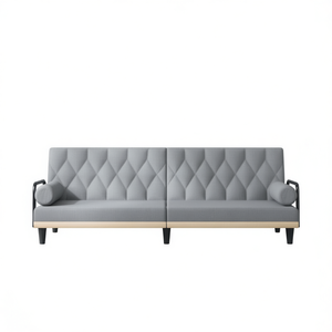 Divano Letto in Tessuto Grigio Chiaro 100% Poliestere Compensato Convertibile Moderno per Soggiorno 3 Posti D0100H791N2 - Product Image 1