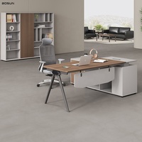 Bureau de direction en forme de L, moderne, en bois, table de PDG, poste de travail d'angle moderne en MFC avec tiroir de rangement