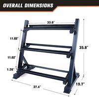 Support de rangement robuste à 3 niveaux pour haltères - Organisateur d'équipement de musculation peu encombrant pour salle de sport à domicile