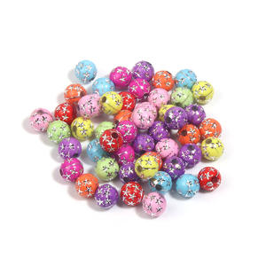 8mm <b>Acrylic</b> Mixed Color Cartoon Silver Round Printed Straight Hole <b>Bead</b> DIY Pen <b>Beads</b> Small Accessory - Product Image 5