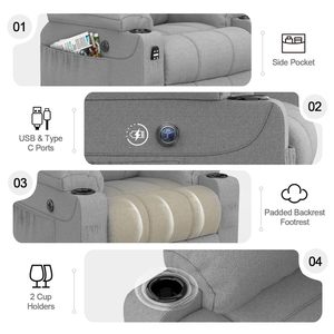 <span class=keywords><strong>Fauteuil</strong></span> inclinable électrique avec fonction de levage assisté, 8 points de massage, chauffant, gris, pour personnes âgées - Product Image 4