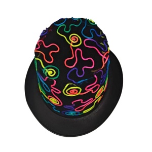 Sombrero de Copa Negro con Rayas de Colores, Unisex, para Actuaciones en Escenario, Fibra Modal, Protección Solar y Contra el Viento para Adultos - Product Image 2