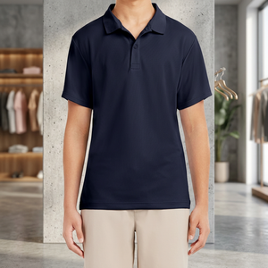เสื้อเชิ้ตผู้ชายลำลองแบบสวมใส่สบาย ติดกระดุม ผ้าถักโพลีเอสเตอร์ 100% ระบายอากาศได้ดี แขนสั้น - Product Image 2