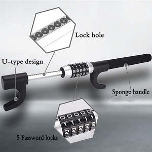 नई डिजाइन विरोधी चोरी स्टीयरिंग व्हील 5 अंक संयोजन ताला जल्दी रिलीज समायोज्य दबाना ताला सुरक्षा पासवर्ड ताला - Product Image 4