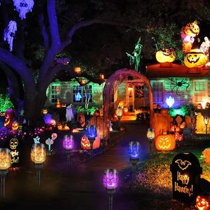 Lampes solaires d'Halloween pour l'extérieur, étanches, pour jardins et villas, lampes à poser sur pelouse, lumières d'ambiance extérieures effet flamme - Product Image 5