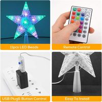 Weihnachtsbaum-Spitzenstern 7 Zoll LED-beleuchtet mit Fernbedienung, 5-zackiger Stern RGB Nachtlicht, PVC, USB-Stecker, IP44 wasserdicht, 2m Länge