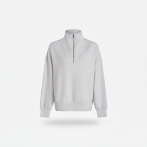 เสื้อสเวตเชิ้ตแขนยาวแบบซิปครึ่งตัว เสื้อผ้าสำหรับฤดูใบไม้ร่วง มีกระเป๋า เสื้อฮู้ดครอปแบบซิป ¼ สำหรับผู้หญิง OEM 2026 - Product Image 1