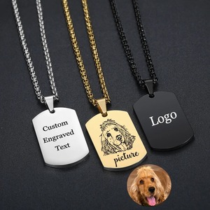 Collana con Ciondolo Tattico Impermeabile in Acciaio Inossidabile, Targhetta Identificativa Stile Militare Incisionabile, Anti-Appannamento, per Uomini e Donne - Product Image 1