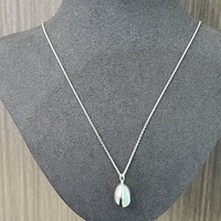 Collier en argent 925 avec pendentif ovale, simple et élégant, accessoires de mode pour femmes