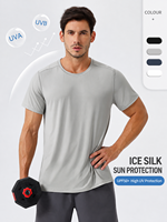 T-shirt de sport pour homme en soie glacée, protection solaire, séchage rapide, respirant, ample, pour fitness et activités de plein air, personnalisable avec logo