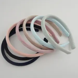 12mm Pastel Soft Velvet Covered Plastic Headbands for Kids Short Plush Hairbands Hair Hoops For DIY Girls hair accessories