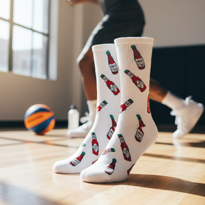 Colorful <b>Hot</b> Sauce Pattern Sports <b>Socks</b> Breathable Knitted Jacquard Print Embroidery One Fits Boy for Daily Use Winter Summer - Product Image 3