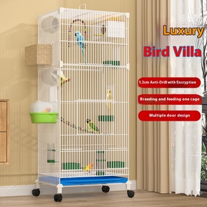 Jaula para Pájaros de Lujo Ecológica al por Mayor, Jaula Grande de Alambre de Hierro con Patrón Sólido, Estilo Casa de Arte, Bandeja de Plástico, Caja de Palet - Product Image 1