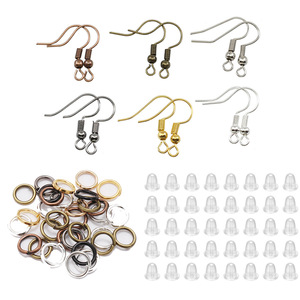 Diy <b>Earring</b> Set Ear <b>Hooks</b> Single Loops With Silicone Backs For <b>Earring</b> Making Multiple Colors Iron Plated Jewelry Findings - Product Image 1