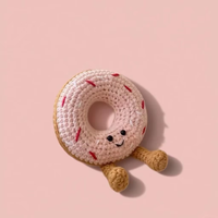 Kit de porte-clés en peluche en forme de beignet au crochet de haute qualité, fournitures complètes pour le bricolage inclus, artisanat de tricot DIY pour enfants et filles