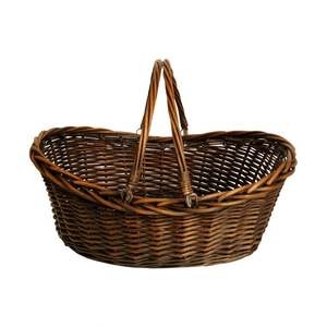 Hediye için Küçük Yuvarlak Ahşap Sepet, Püsküllü Hasır Örgülü 2 Katlı Metal Beyaz Ahşap Paskalya Sepetleri, Rattan Teller - Product Image 2