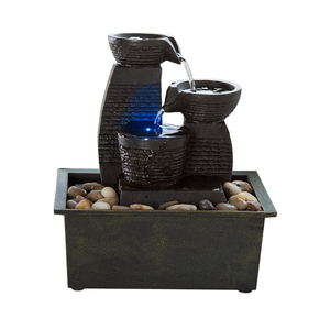 Brocca illuminata a più livelli <span class=keywords><strong>fontana</strong></span> da tavolo per interni con 3 vasi in resina nera europa fontane da giardino <span class=keywords><strong>arte</strong></span> popolare accetta - Product Image 1