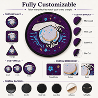 Fabricant de patchs brodés personnalisés : Badge brodé rond mystique avec boule de cristal, lune et étoile pour accessoires vestimentaires