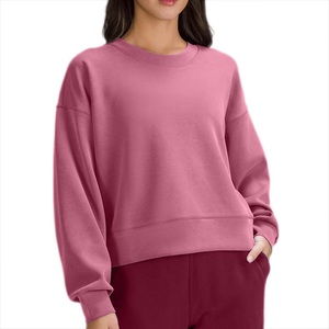 Polyester/coton élégant conception personnalisée hiver pull OEM sweats pour femmes à manches longues écologique 300g O cou Bangladesh - Product Image 5