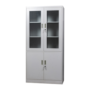Vitrine à double porte en verre, armoire de rangement pour livres et dossiers, avec étagères réglables et verrouillable - Product Image 5