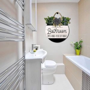 Insegna da parete in legno per bagno/toilette, con tema naturale, moderna, per tutte le stagioni, decorazione per la casa, con messaggio '24H Aperto, Si prega di sedersi'. - Product Image 4