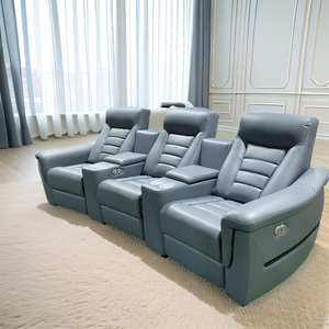 Canapé <span class=keywords><strong>de</strong></span> <span class=keywords><strong>théâtre</strong></span> inclinable électrique en cuir véritable moderne Chaise confortable et multifonctionnelle Home Cinema Meubles pour le salon - Product Image 1