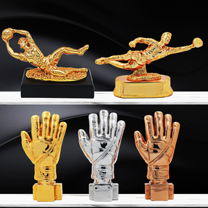 Juego de <span class=keywords><strong>trofeos</strong></span> de fútbol dorados personalizados, Trofeo de diseño de portero y bota <span class=keywords><strong>para</strong></span> decoración de recuerdo de juego de fútbol - Product Image 3