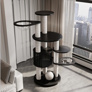 Moderner Umweltfreundlicher Massivholz-Katzenkratzbaum mit 4 Ebenen und Sisal-Vertikaldesign, 175cm Hoch, für den Innenbereich - Product Image 4