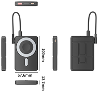 Nouvelle batterie externe magnétique sans fil 5000/10000mAh, charge rapide PD22.5W, câble Type-C intégré, support de téléphone pliable, chargeur portable