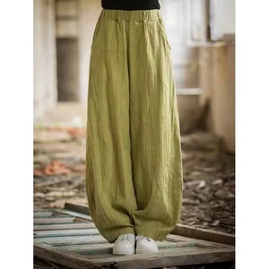 Pantalones de Verano 2025, Pantalones Anchos para Mujer, Color Personalizado, Talla Personalizada, Casuales, Finos, Holgados, de Lino y Algodón - Product Image 1