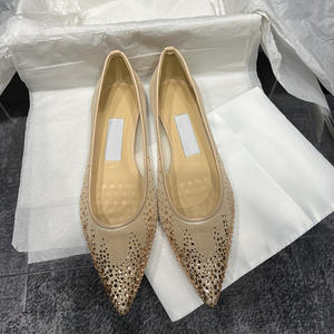 Nuevas Bailarinas de Malla con Punta Fina y Pedrería para Otoño 2026, Ligeras, Versátiles, Elegantes para Fiesta, Zapatos Individuales para Mujer - Product Image 2