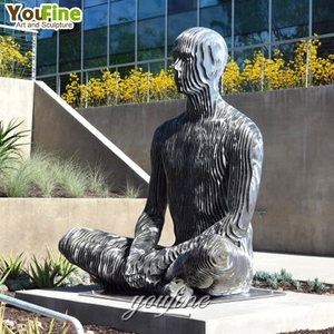 YOUFINE a grandezza naturale grande giardino astratto decorazione in acciaio inox in ginocchio scompaiono statua scultura per esterni - Product Image 2