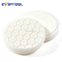 EVERTOOL Tampon de polissage en mousse souple à grille hexagonale blanche de 6 pouces avec fixation auto-agrippante pour polisseuse rotative